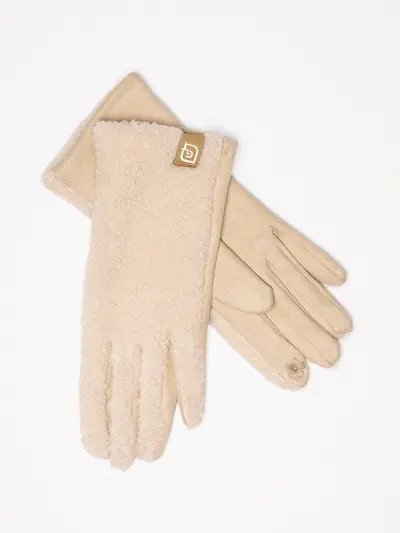 Перчатки комбинированные с декоративной нашивкой в ассортименте